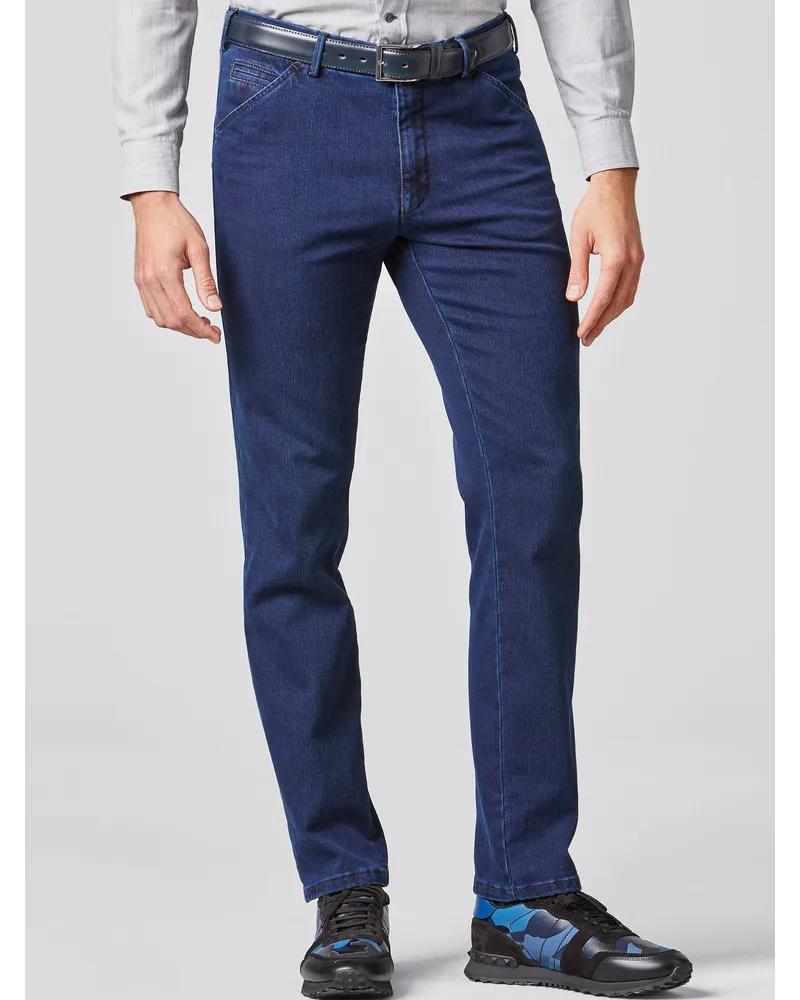 Meyer Hosen Chino Chicago in Denim-Qualität, Modern Fit in Schwarzblau