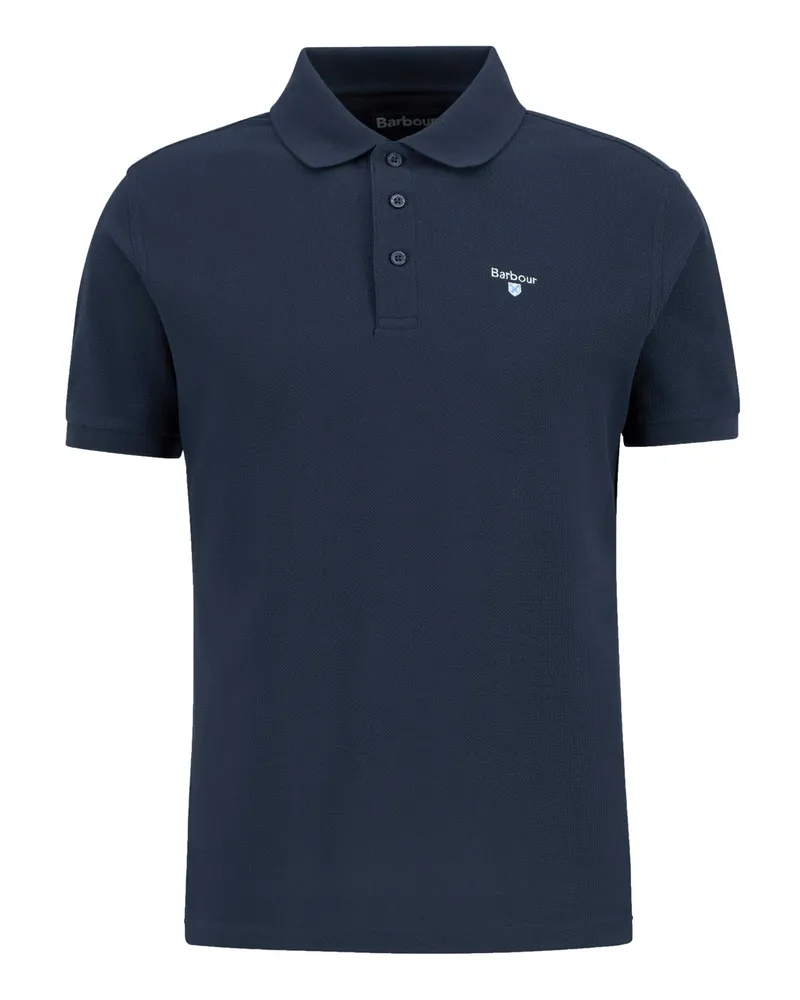 Barbour Poloshirt aus einem Baumwoll-Perlstrick, Tailored Fit in Marine