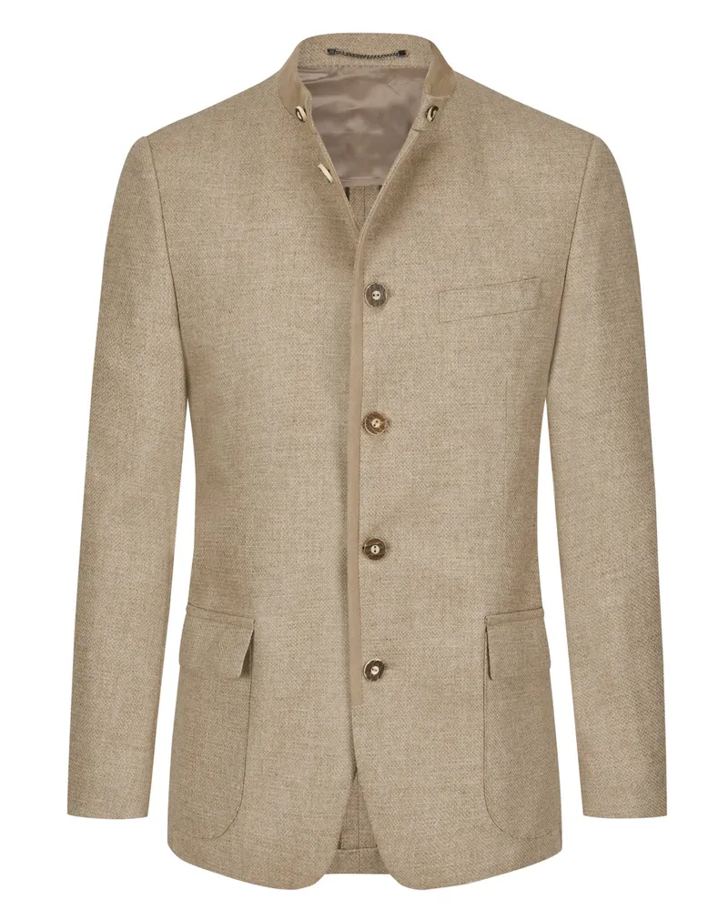 Dressler Teilgefütterter Janker aus Schurwolle mit Ärmelpatches, Regular Fit in Beige