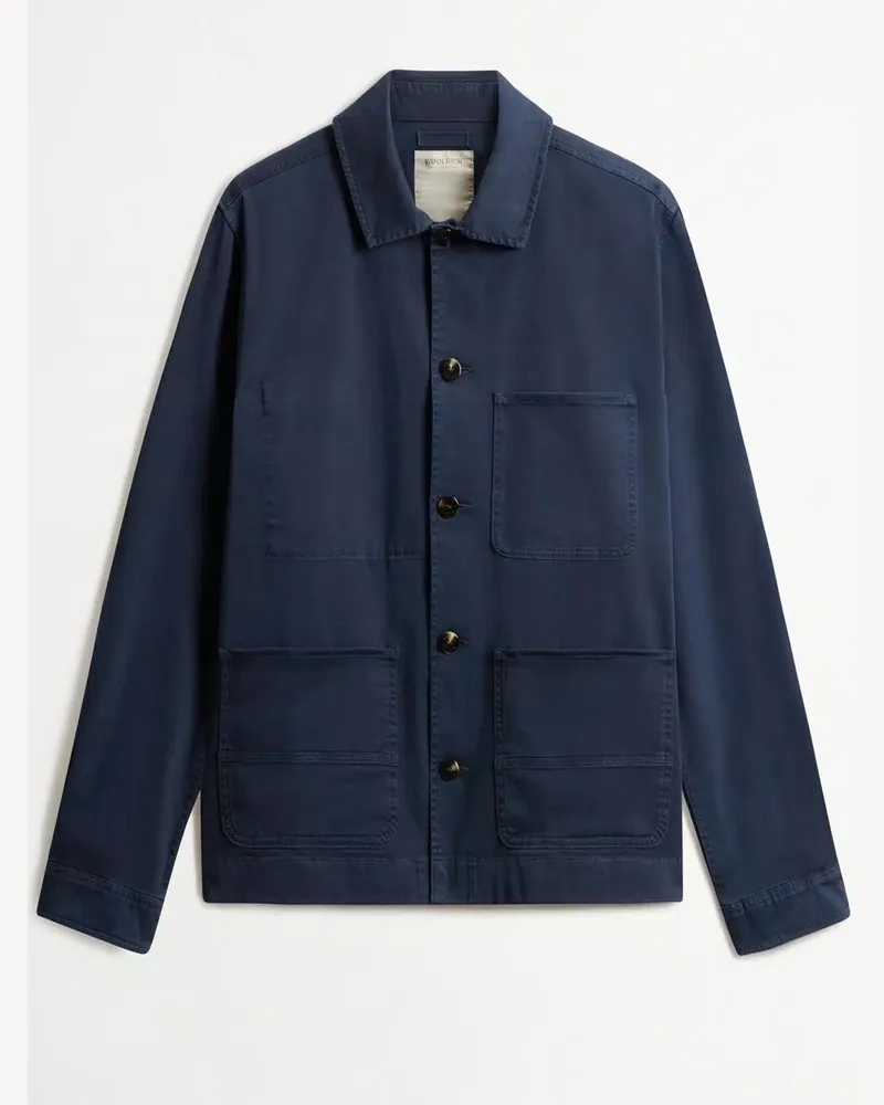 Woolrich Stückgefärbtes Overshirt Chore aus einem Baumwolltwill in Marine
