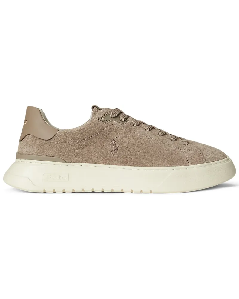 Ralph Lauren Allrounder-Sneaker aus Veloursleder mit Plateausohle in Beige