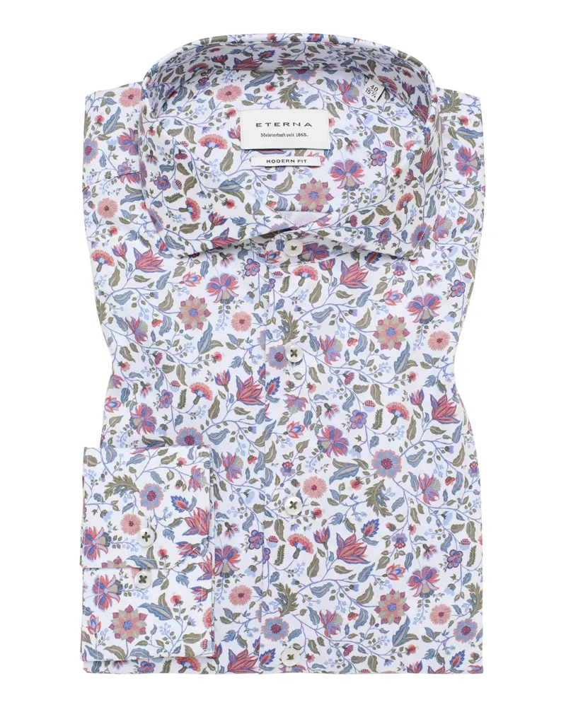Eterna Hemd mit extralangem Arm und floralem Print, Modern Fit in Multicolor