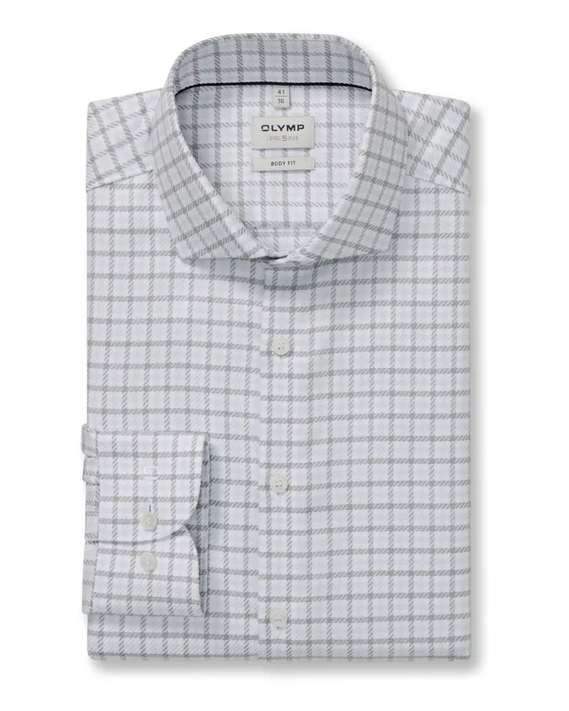 Olymp Level Five, Body Fit, Baumwollhemd mit Glencheck-Muster in Hellblau