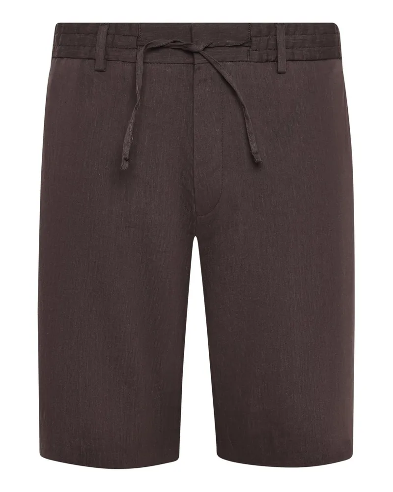 HUGO BOSS Bermudashorts mit Leinen und Kordelzug in Dunkelbraun