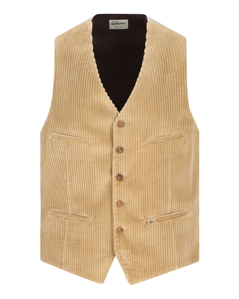 Luis Trenker Leichte Weste aus softem Baumwollcord in Beige
