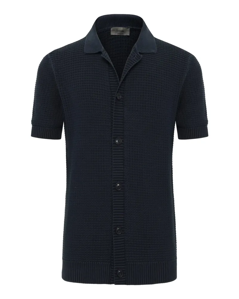 Ferrante Strick-Kurzarmhemd aus Baumwolle in Waffelstruktur in Marine