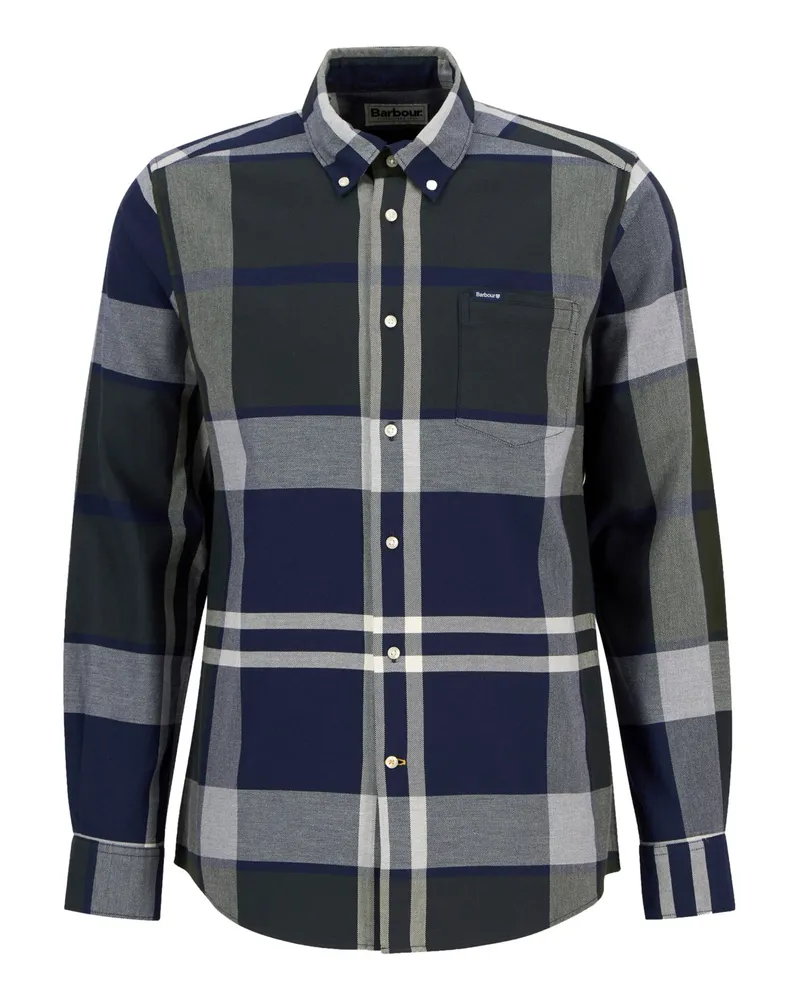 Barbour Baumwollhemd mit Struktur und Tartan-Muster, Tailored Fit in Grün