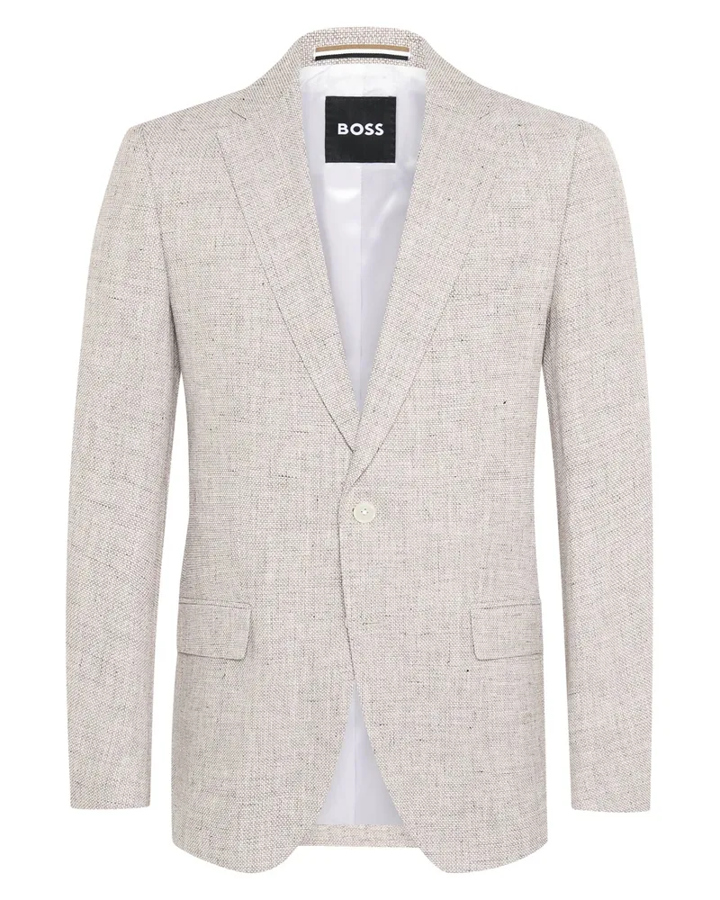 HUGO BOSS Einreihiges Sakko aus einem Baumwolle-Leinen-Mix in Sand