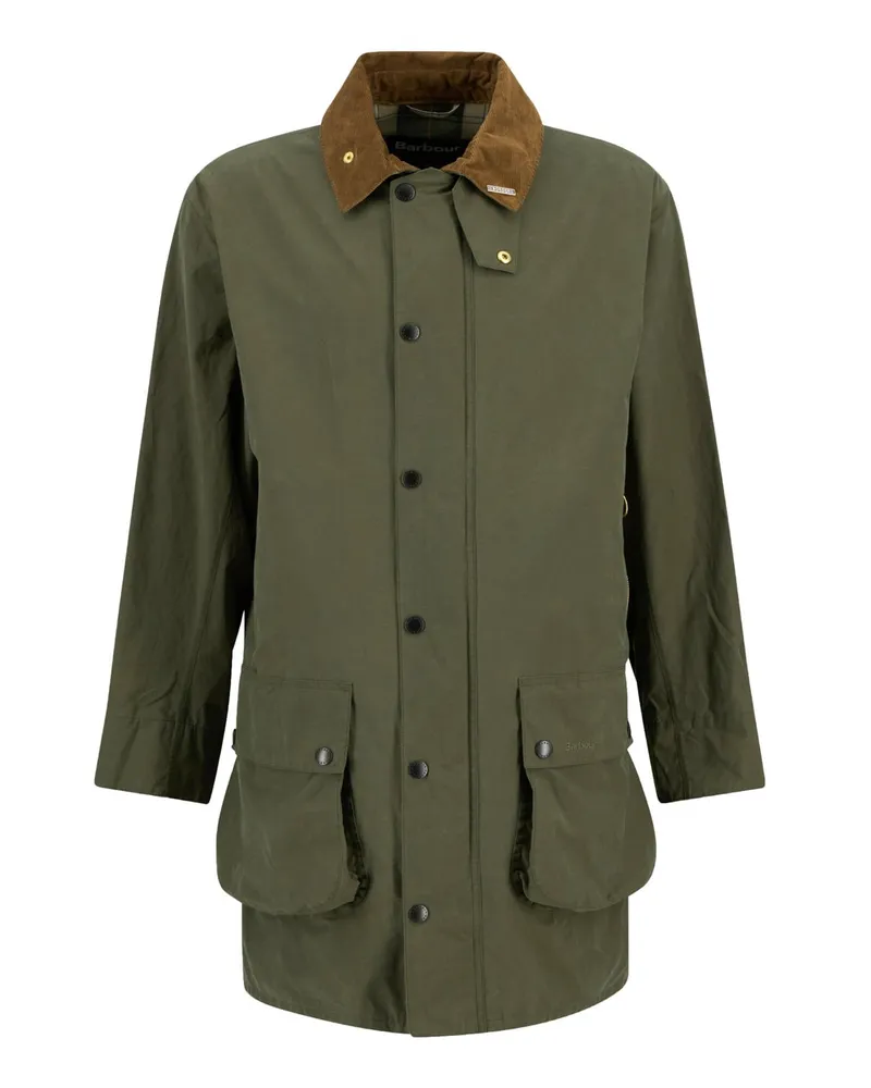 Barbour Freizeitjacke Icons Border mit Cordkragen und Blasebalgtaschen in Oliv