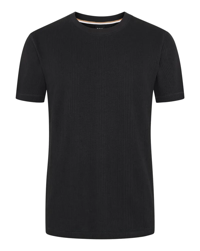 HUGO BOSS Homewear-T-Shirt aus einem strukturiertem Baumwollmischgewebe in Schwarz