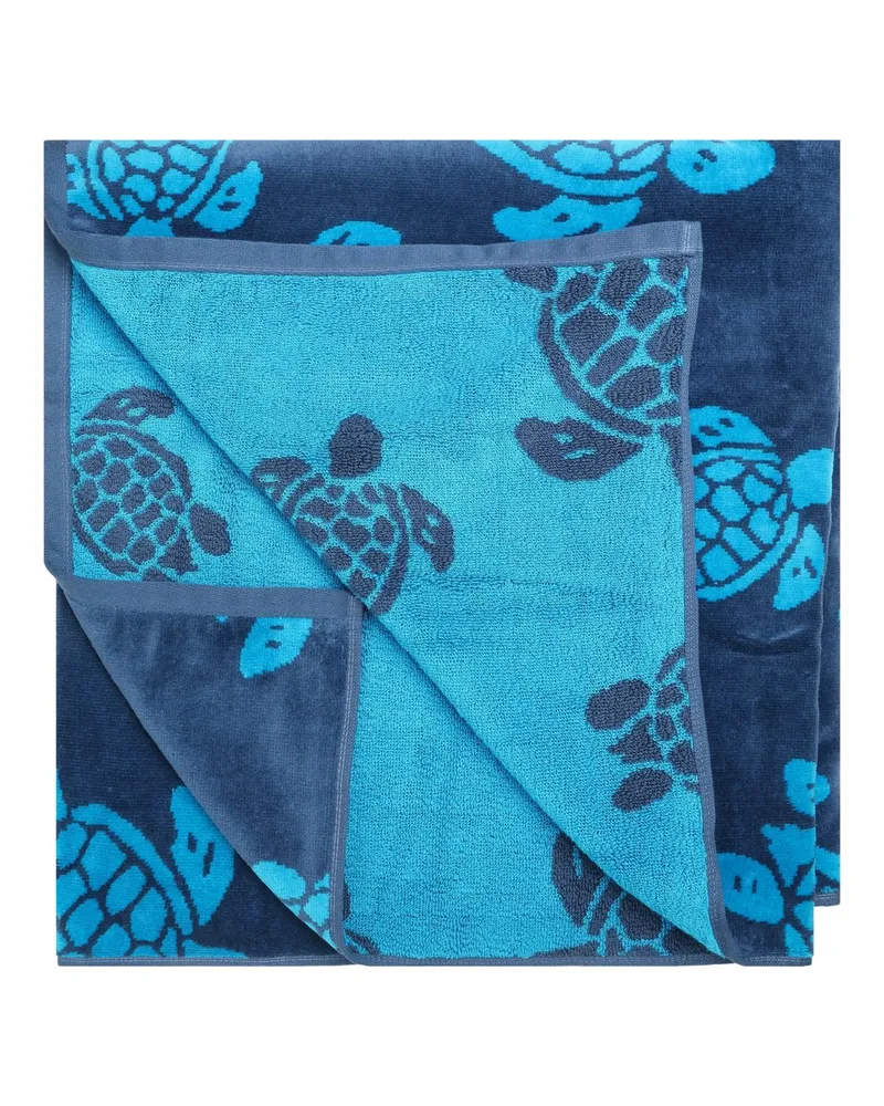 Vilebrequin Großes Badehandtuch mit Turtle-Motiven in Blau