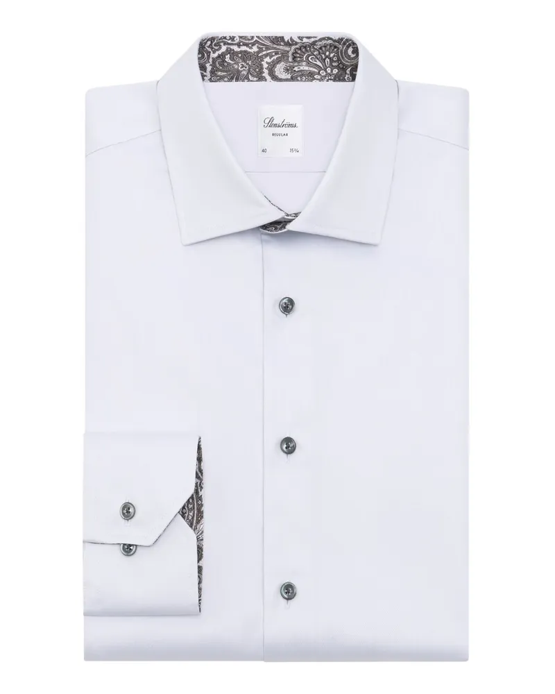 Stenströms Unifarbenes Hemd mit Ausputz aus Twofold Super Cotton, Regular in Grau