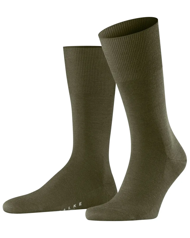 Falke Glatte Socken Airport mit klimaregulierender Merinowolle in Tanne