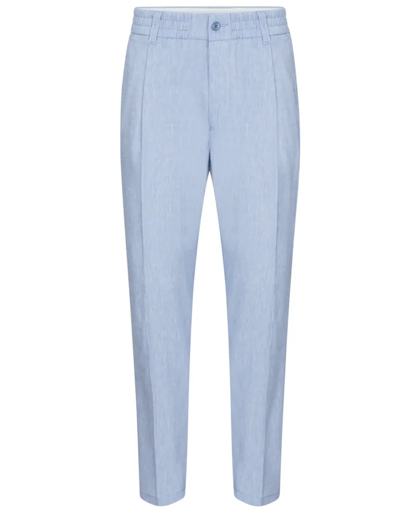 Drykorn Leinenhose Chasy mit Stretchanteil und Bundfalte in Blau