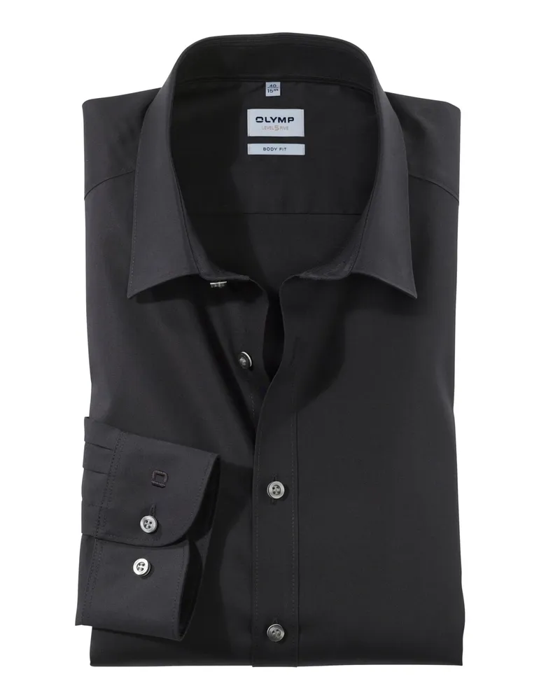 Olymp Level Five, Body Fit, Hemd mit extra langem Arm in Schwarz