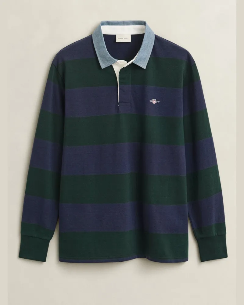Gant Rugbyshirt aus Baumwolle mit Blockstreifen, Regular Fit in Grün