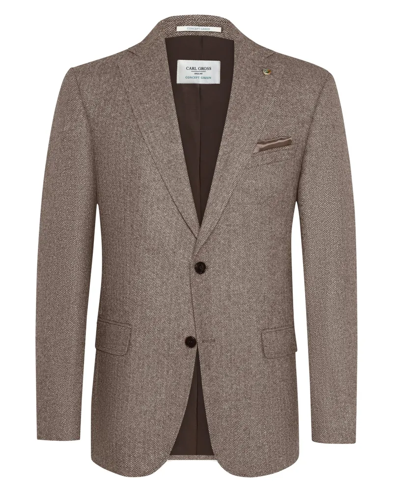 Carl Gross Sakko aus einem Wollgemisch mit Seide und Stretch, Modern Fit in Braun