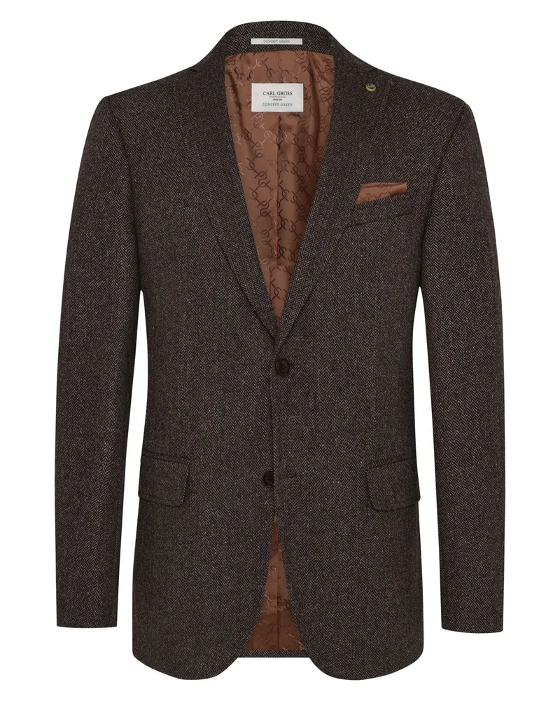 Carl Gross Sakko aus einem Wollgemisch mit Seide und Stretch, Modern Fit in Braun