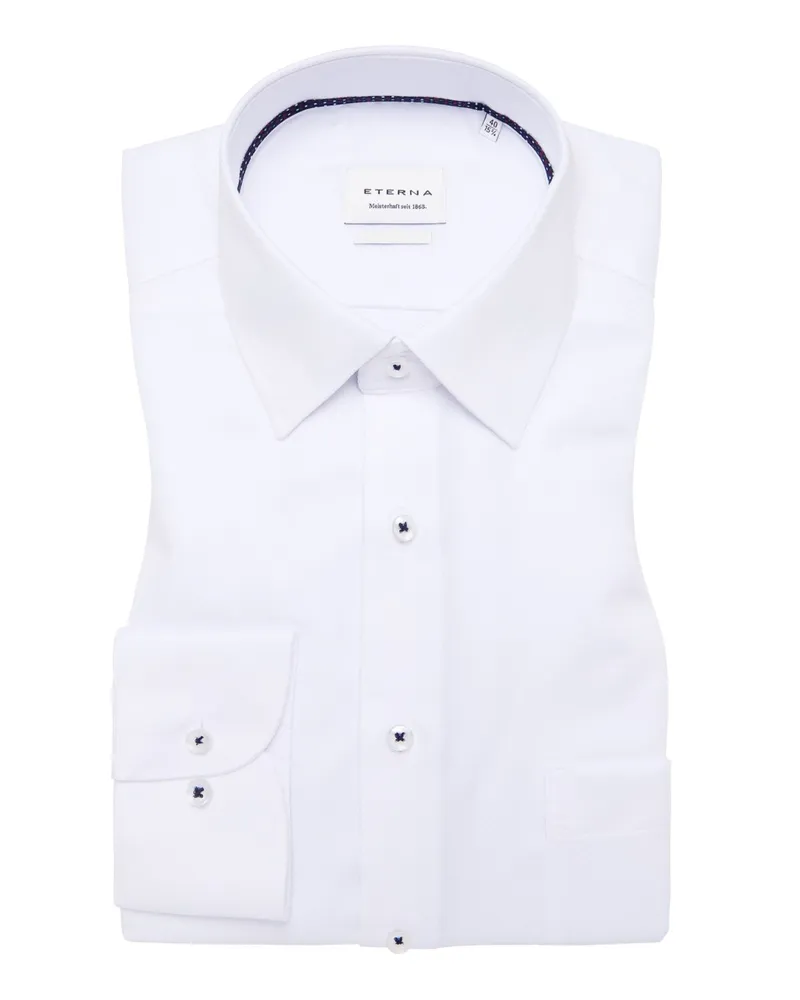 Eterna Bügelfreies Baumwollhemd mit Struktur, Slim Fit in Weiß