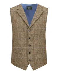 Wellington of Bilmore Weste in Harris Tweed-Qualität mit Fischgrät- und Karomuster Sand