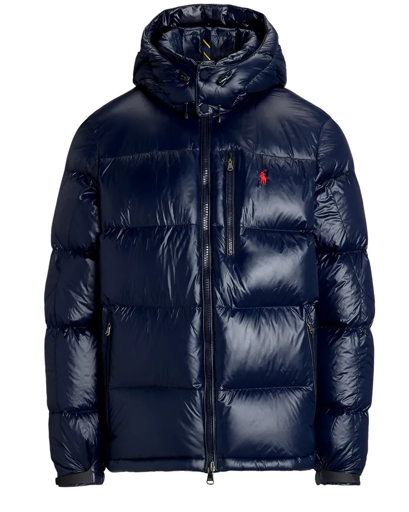 Ralph Lauren Daunenjacke Gorham in Glanz-Optik mit abtrennbarer Kapuze in Marine