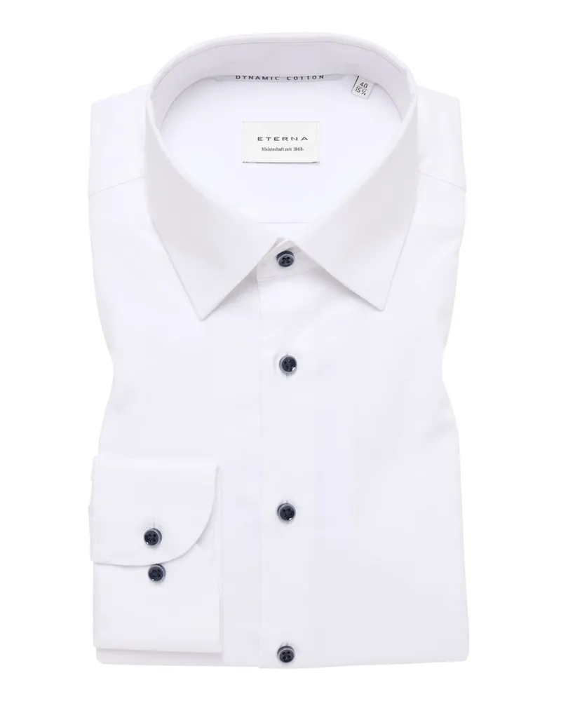 Eterna Hemd mit feinem Rauten Webmuster, Super Slim Fit in Weiß