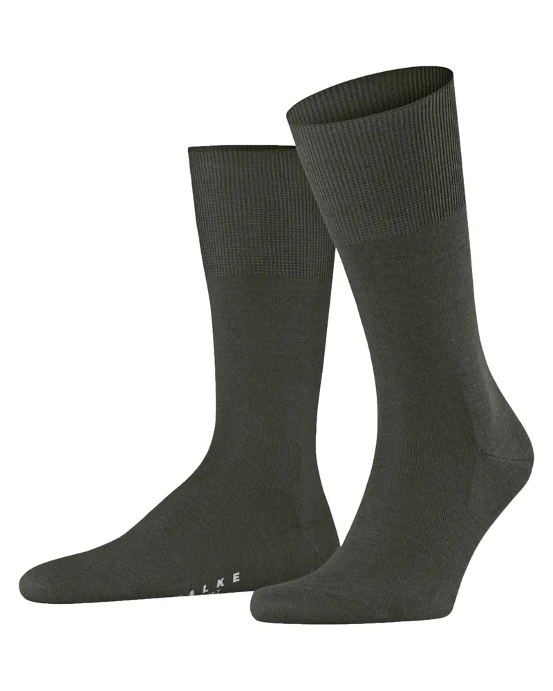 Falke Glatte Socken Airport mit klimaregulierender Merinowolle in Oliv
