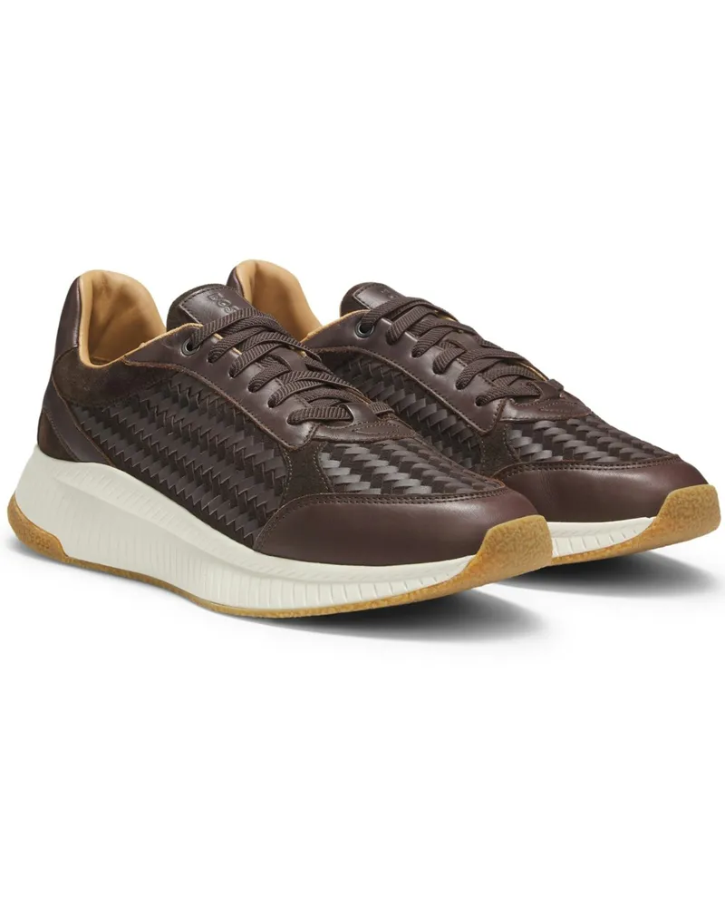 HUGO BOSS Sneaker Evo aus Veloursleder und Glattleder in Dunkelbraun