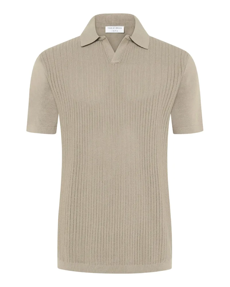 Tiger of Sweden Geripptes Poloshirt aus Baumwolle in Khaki