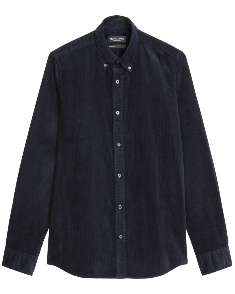 Marc O'Polo Hemd aus softem Bio-Baumwollcord, Regular Fit in Marine