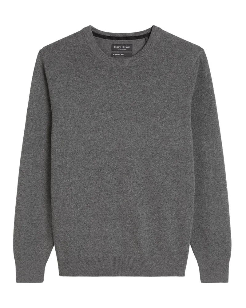 Marc O'Polo Pullover aus einem Wollgemisch mit Label-Stickerei in Grau