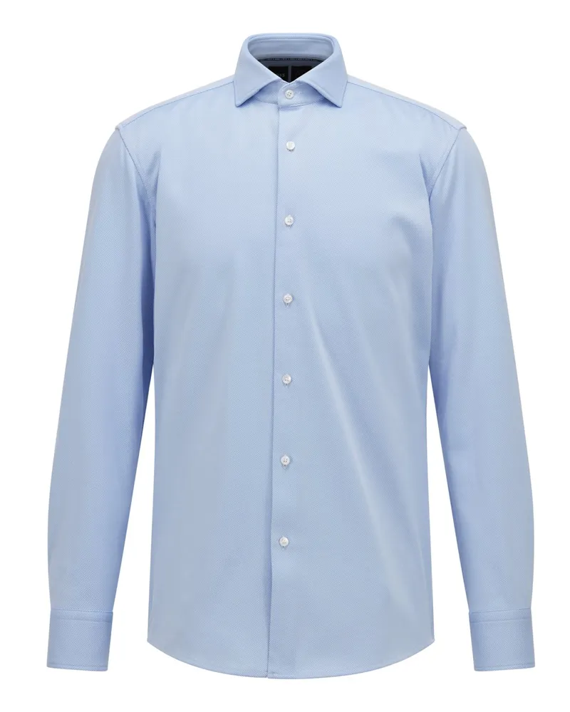 HUGO BOSS Hemd in Minimalstruktur, Performance Stretch, Regular Fit in Hellblau