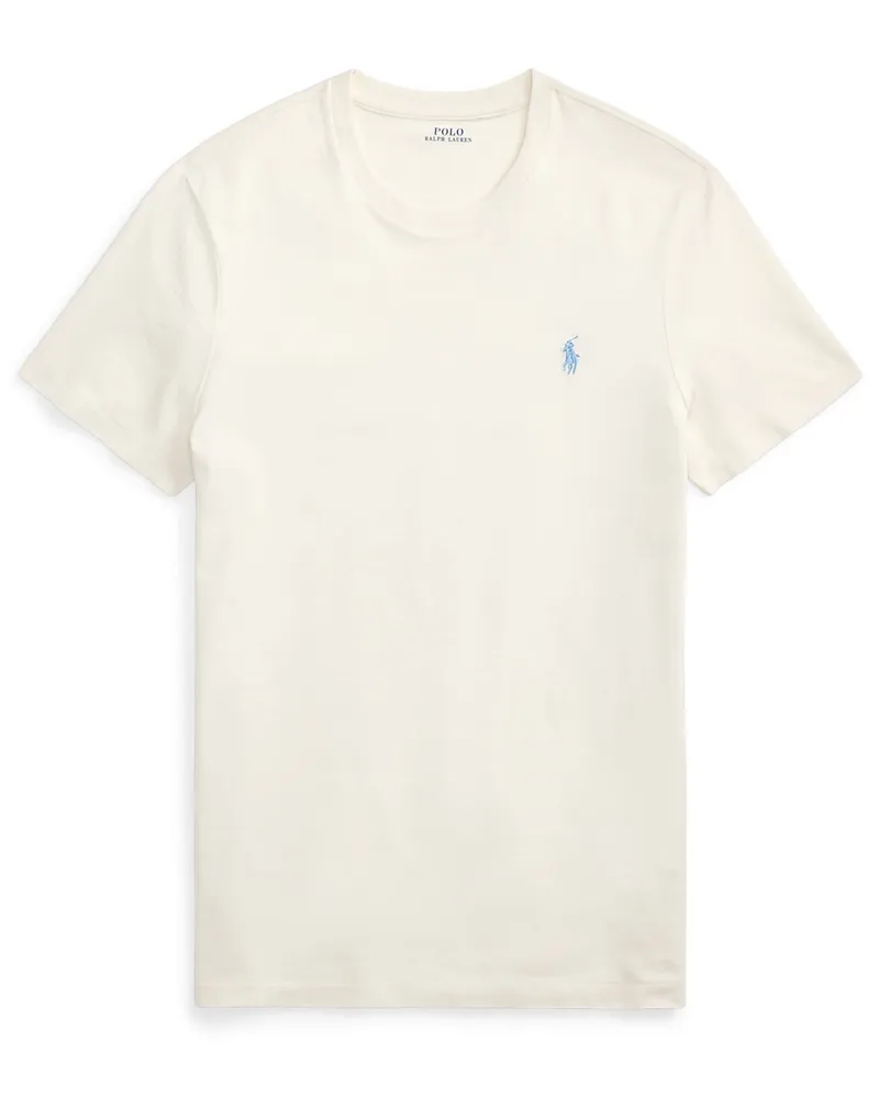 Ralph Lauren Leichtes T-Shirt mit Pony-Stickerei, Custon Slim Fit in Offwhite