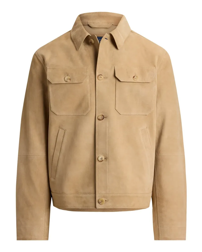 Ralph Lauren Overshirt aus weichem Wildleder mit zwei Brusttaschen in Beige