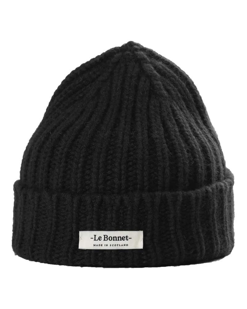 Le Bonnet Grobstrick Mütze aus Lammwolle und Angora in Anthrazit