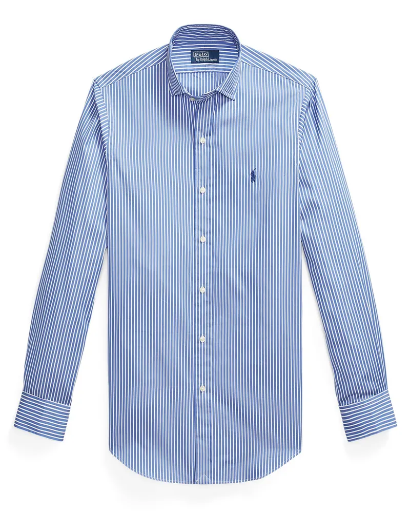 Ralph Lauren Leichtes Twill-Hemd aus Baumwolle mit Streifenmuster, Custom Fit in Blau