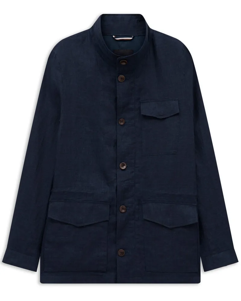 Bugatti Sommerliche Leinenjacke in Fieldjacket-Optik in Marine