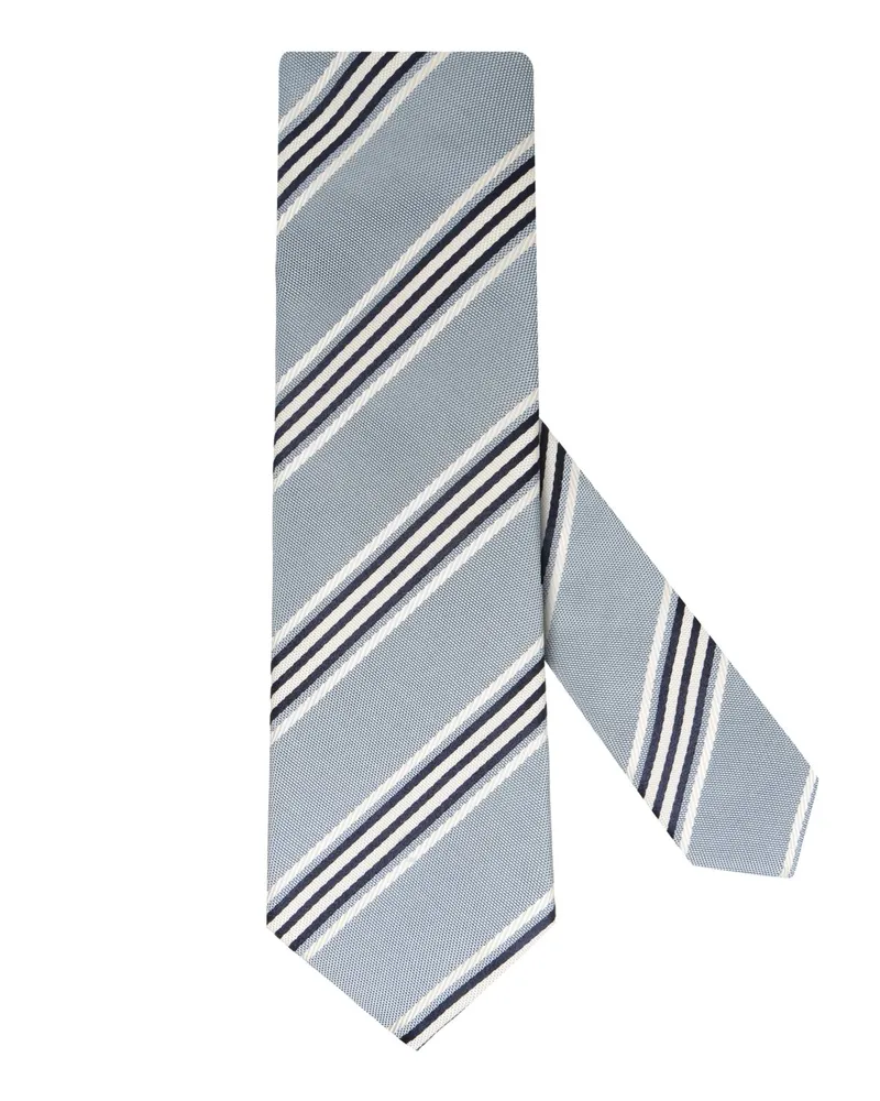 HUGO BOSS Krawatte mit Diagonalstreifen aus einem Baumwolle-Seide-Mix in Blau