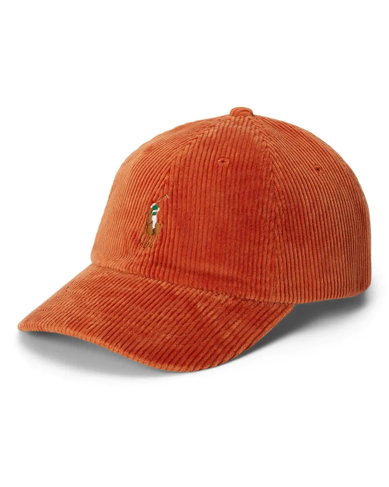 Ralph Lauren Cap in Cord-Qualität mit Pony-Stickerei in Koralle