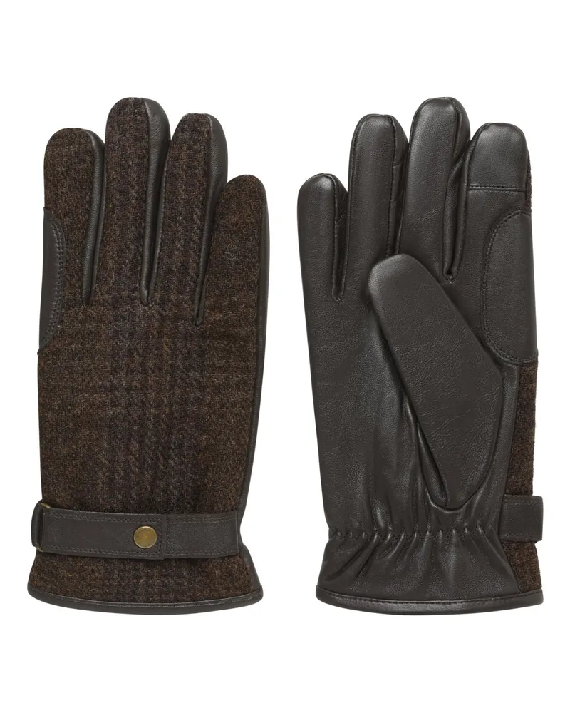 Barbour Lederhandschuhe mit Handrücken aus Wolle, Barbour Tech in Braun