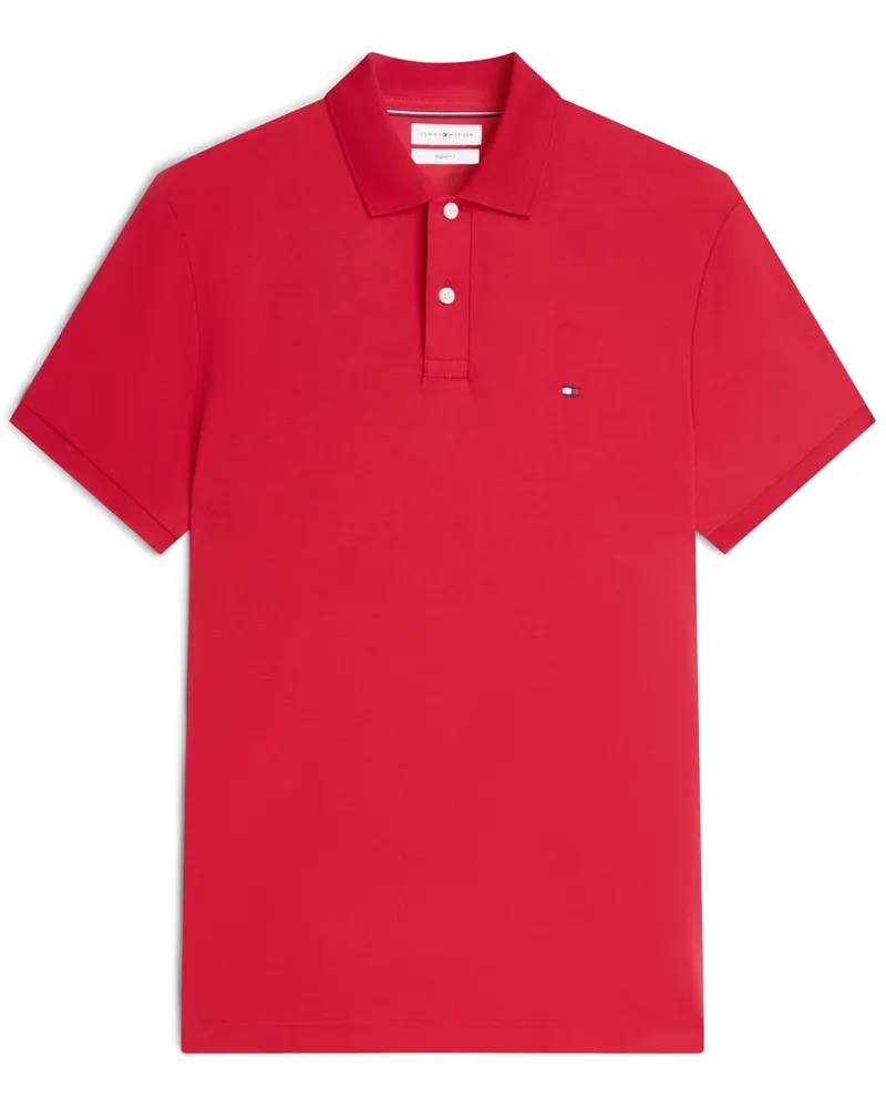Tommy Hilfiger Piqué-Poloshirt aus Baumwolle mit Logo-Stickerei, Regular Fit in Rot