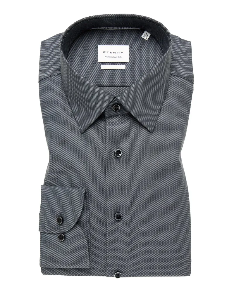 Eterna Hemd mit feinem Rauten Webmuster, Super Slim Fit in Anthrazit