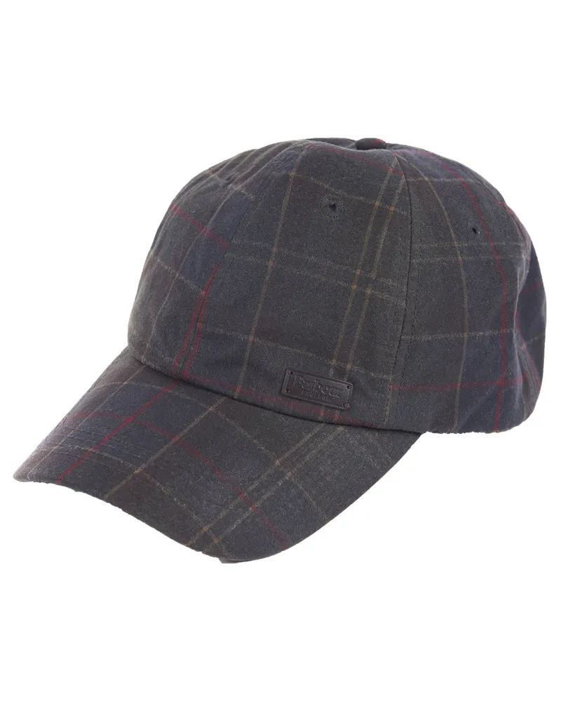 Barbour Cap aus gewachster Baumwolle mit Tartarn-Muster in Grün