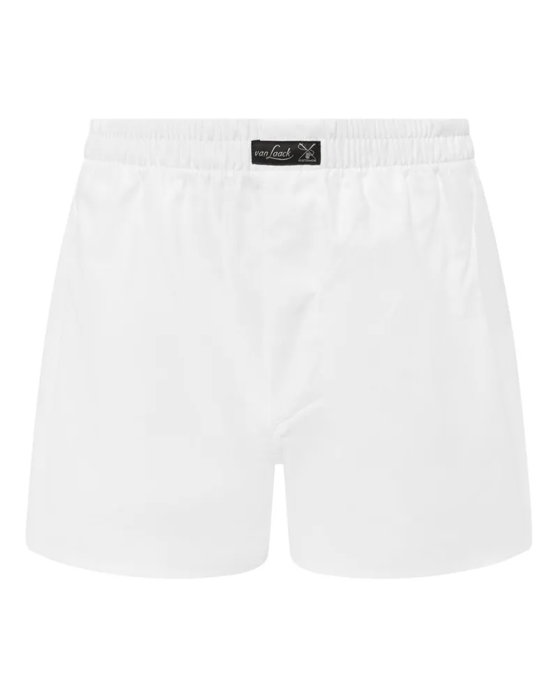 van Laack Unifarbene Boxershorts aus Baumwolle mit Label-Aufnäher in Weiß