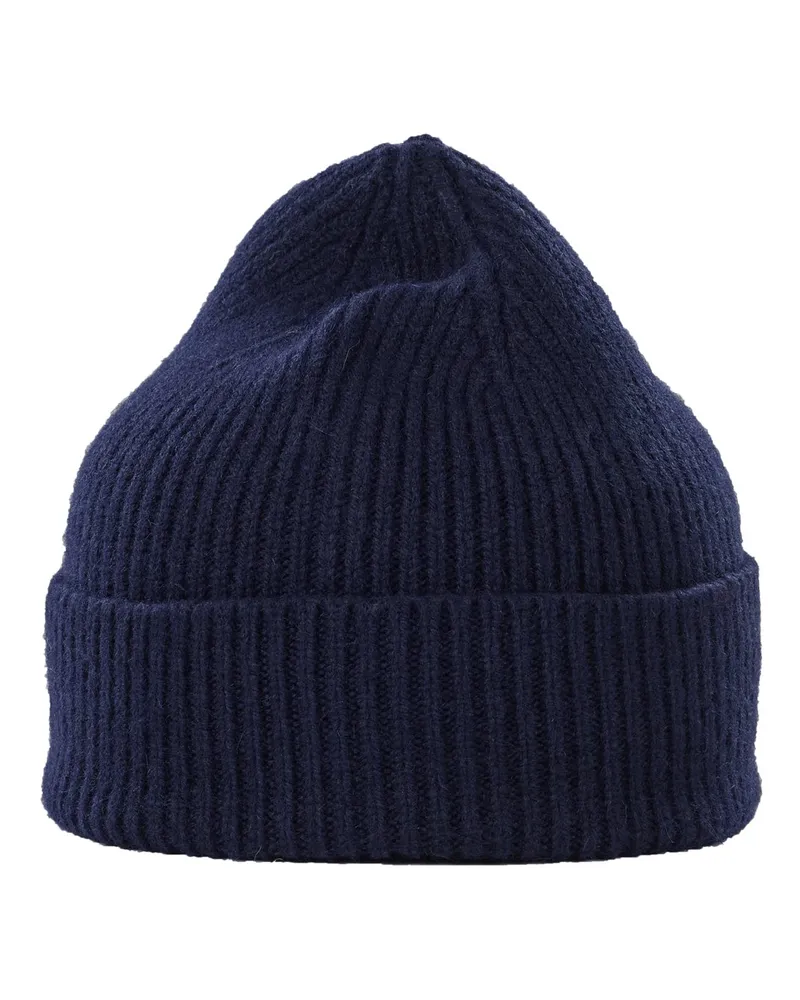 Le Bonnet Softe Strickmütze aus Lammwolle und Angora in Marine