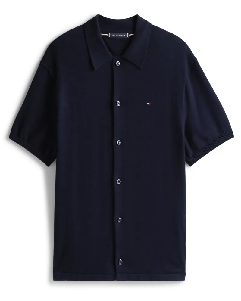 Tommy Hilfiger Kurzarmhemd aus leichtem Baumwollstrick in Marine