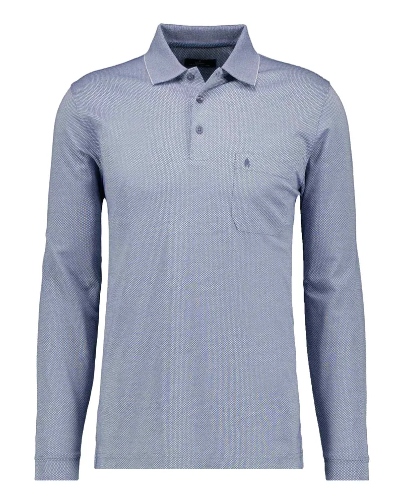 Ragman Glattes Langarm-Poloshirt mit Pima-Baumwolle in Hellblau