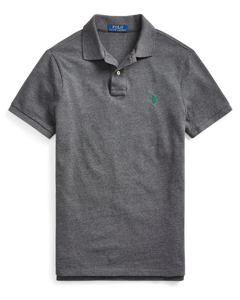 Ralph Lauren Meliertes Poloshirt, Slim Fit in Grau