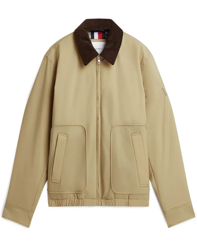Tommy Hilfiger Leicht wattierte Harrington-Jacke mit Cordkragen in Beige