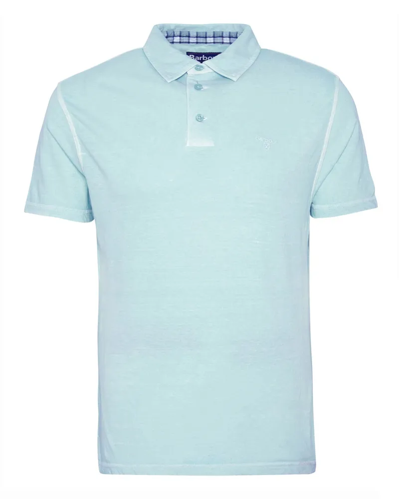 Barbour Poloshirt in Twill-Qualität mit Leinenanteil, Tailored Fit in Hellblau